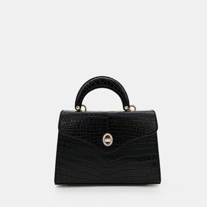 BLACK HANDMADE GENUINE CROCODILE BAG