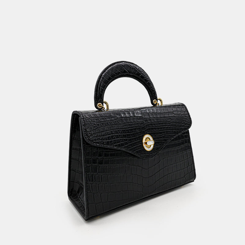 BLACK HANDMADE GENUINE CROCODILE BAG