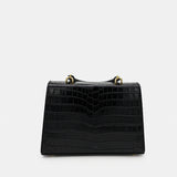 BLACK HANDMADE GENUINE CROCODILE BAG