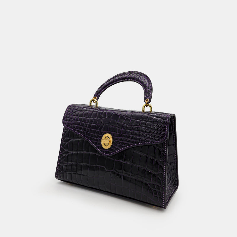 PURPLE HANDMADE GENUINE CROCODILE BAG