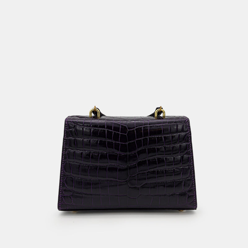 PURPLE HANDMADE GENUINE CROCODILE BAG