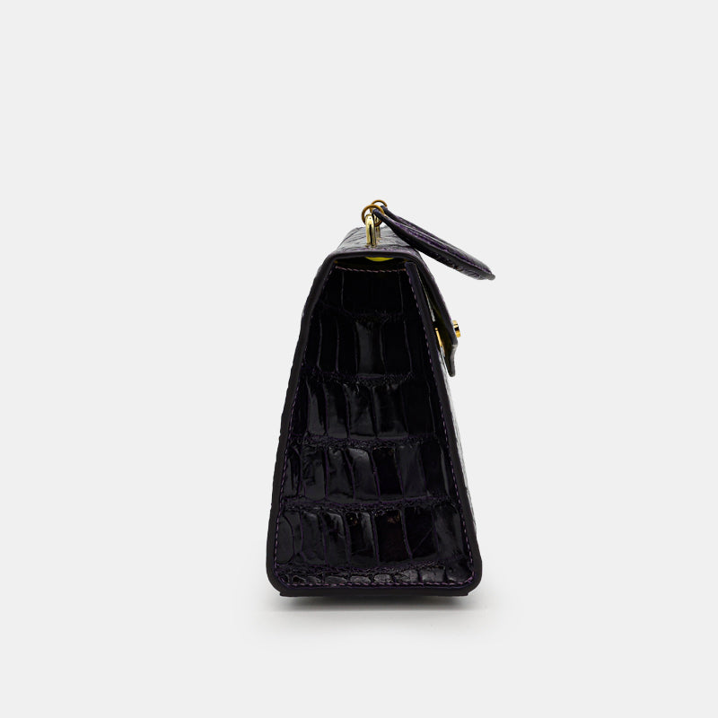 PURPLE HANDMADE GENUINE CROCODILE BAG