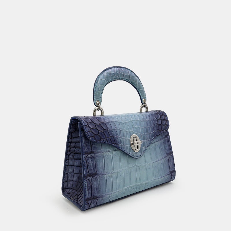 BLUE HANDMADE GENUINE CROCODILE BAG