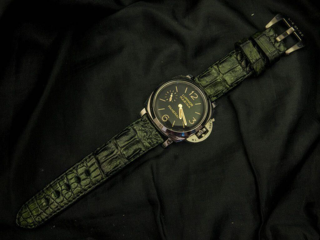 GREEN CROCODILE HORNBACK LEATHER STRAP - Lac Crado 