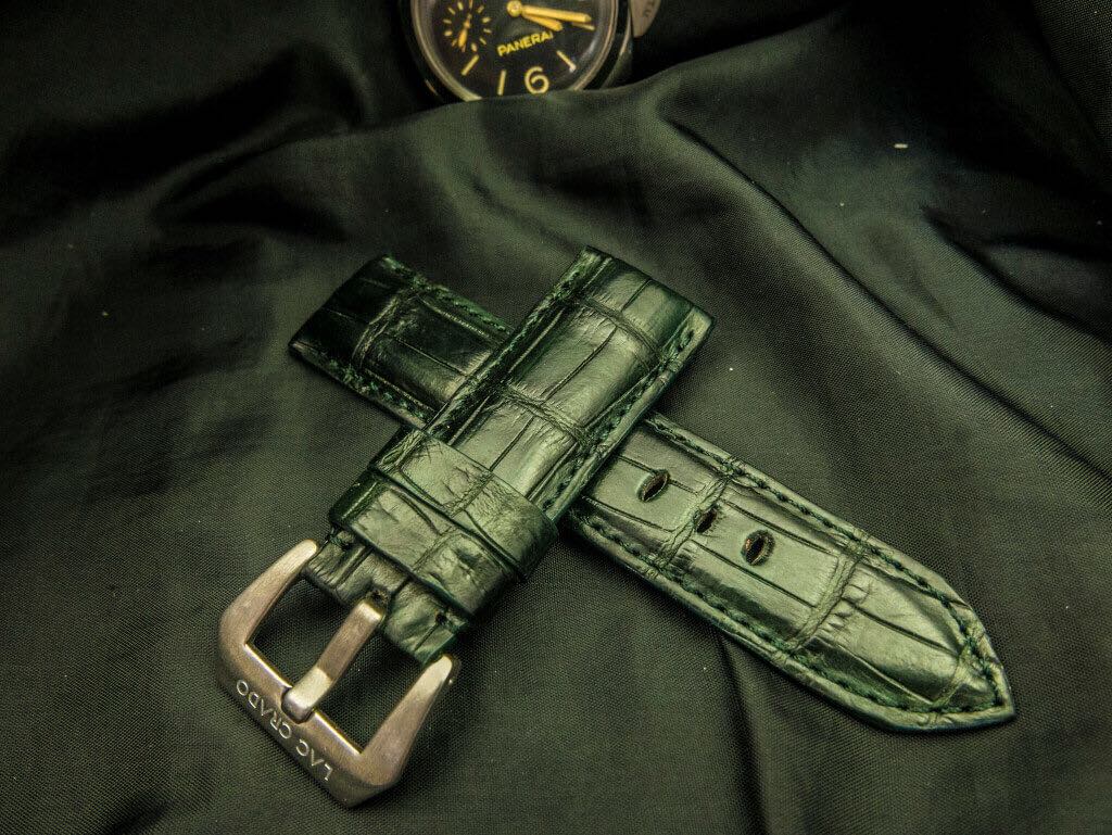 GREEN CROCODILE BELLY LEATHER STRAP - Lac Crado 