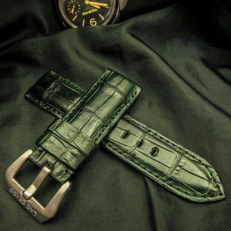 GREEN CROCODILE BELLY LEATHER STRAP