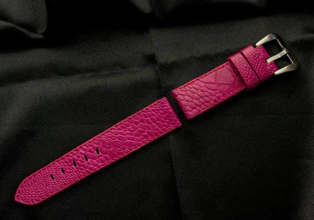 PINK OSTRICH LEATHER STRAP - Lac Crado 