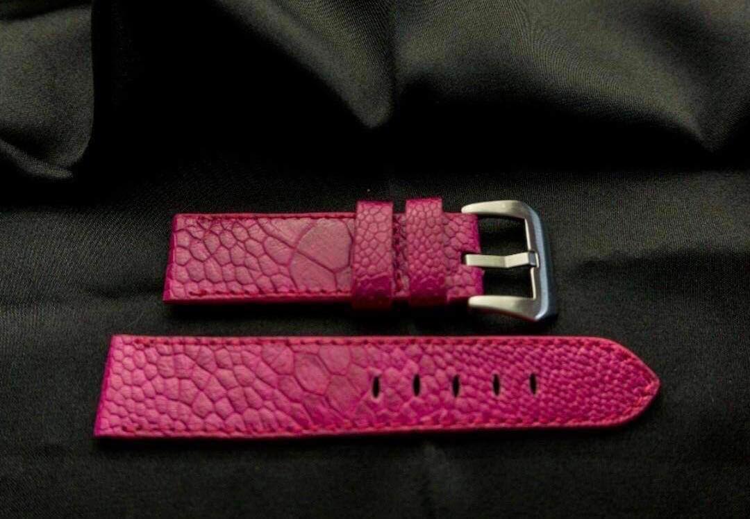 PINK OSTRICH LEATHER STRAP - Lac Crado 