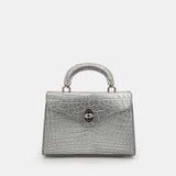 SILVER HANDMADE GENUINE CROCODILE BAG
