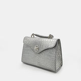 SILVER HANDMADE GENUINE CROCODILE BAG