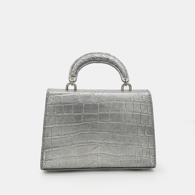 SILVER HANDMADE GENUINE CROCODILE BAG