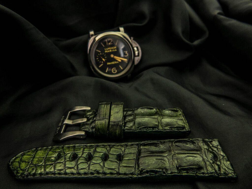 GREEN CROCODILE HORNBACK LEATHER STRAP - Lac Crado 