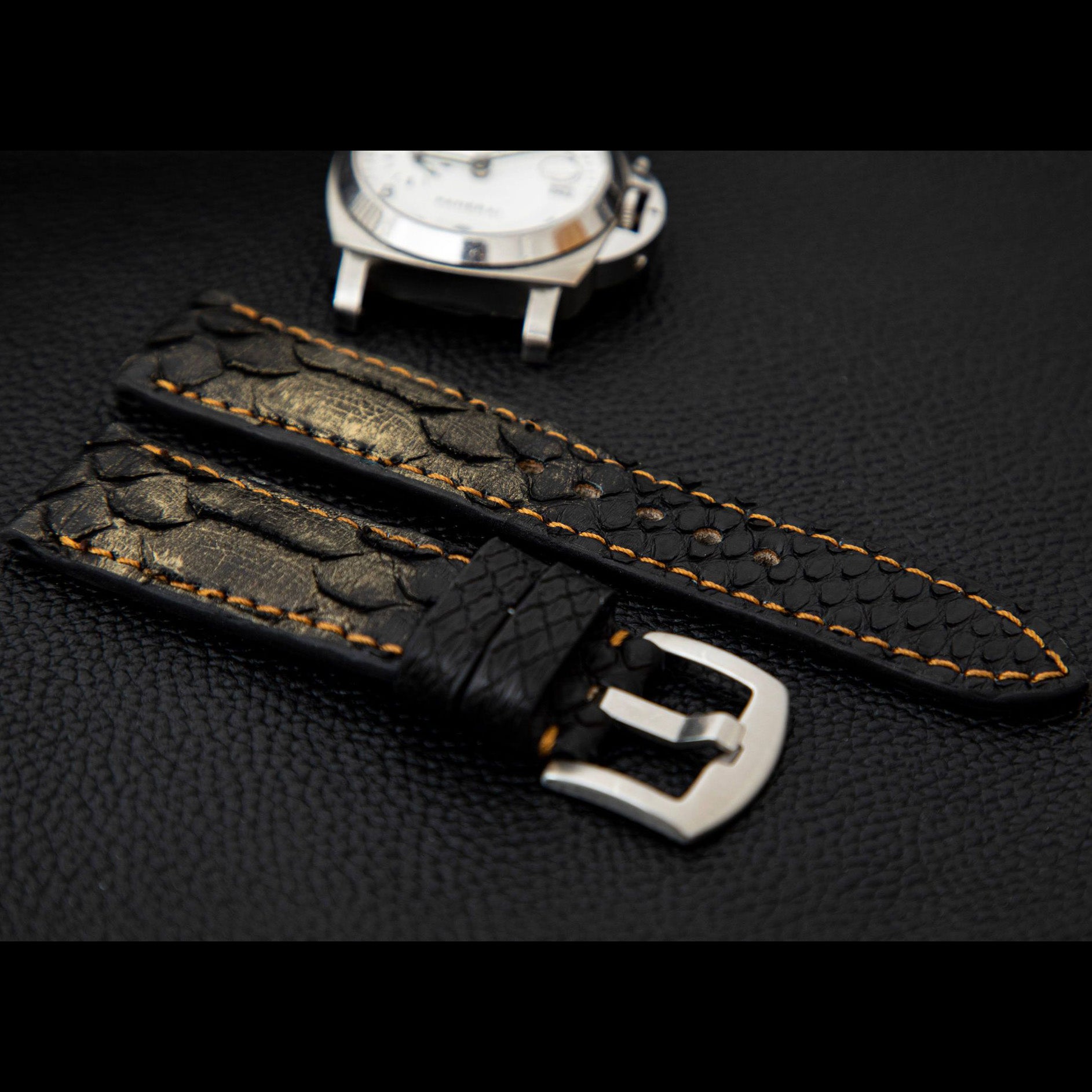 BLACK&GOLD PYTHON LEATHER STRAP