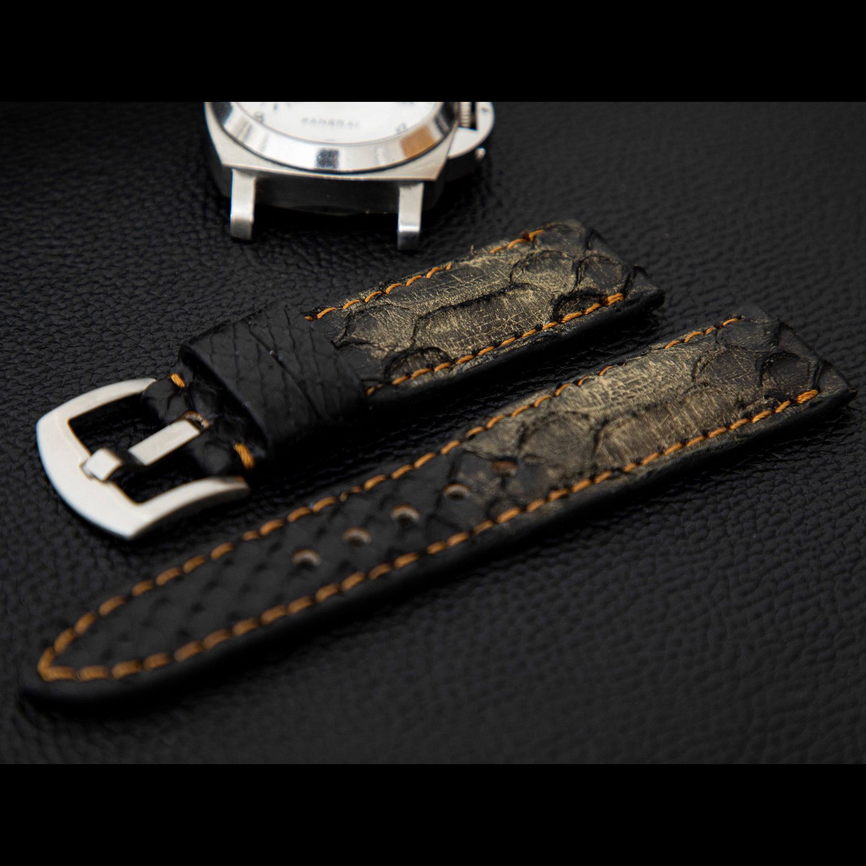 BLACK&GOLD PYTHON LEATHER STRAP