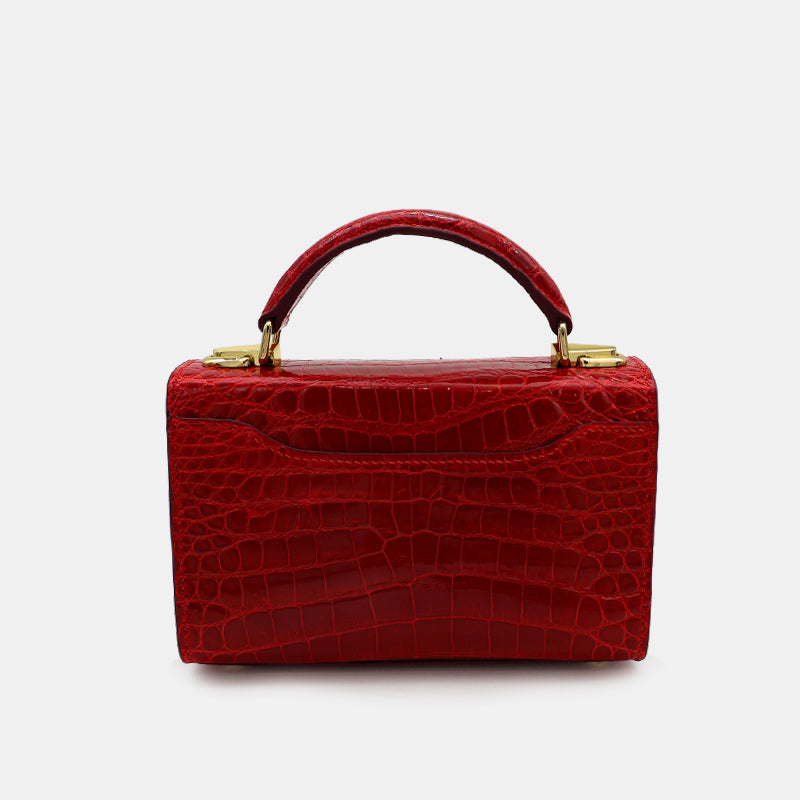 RED HANDMADE GENUINE CROCODILE BAG