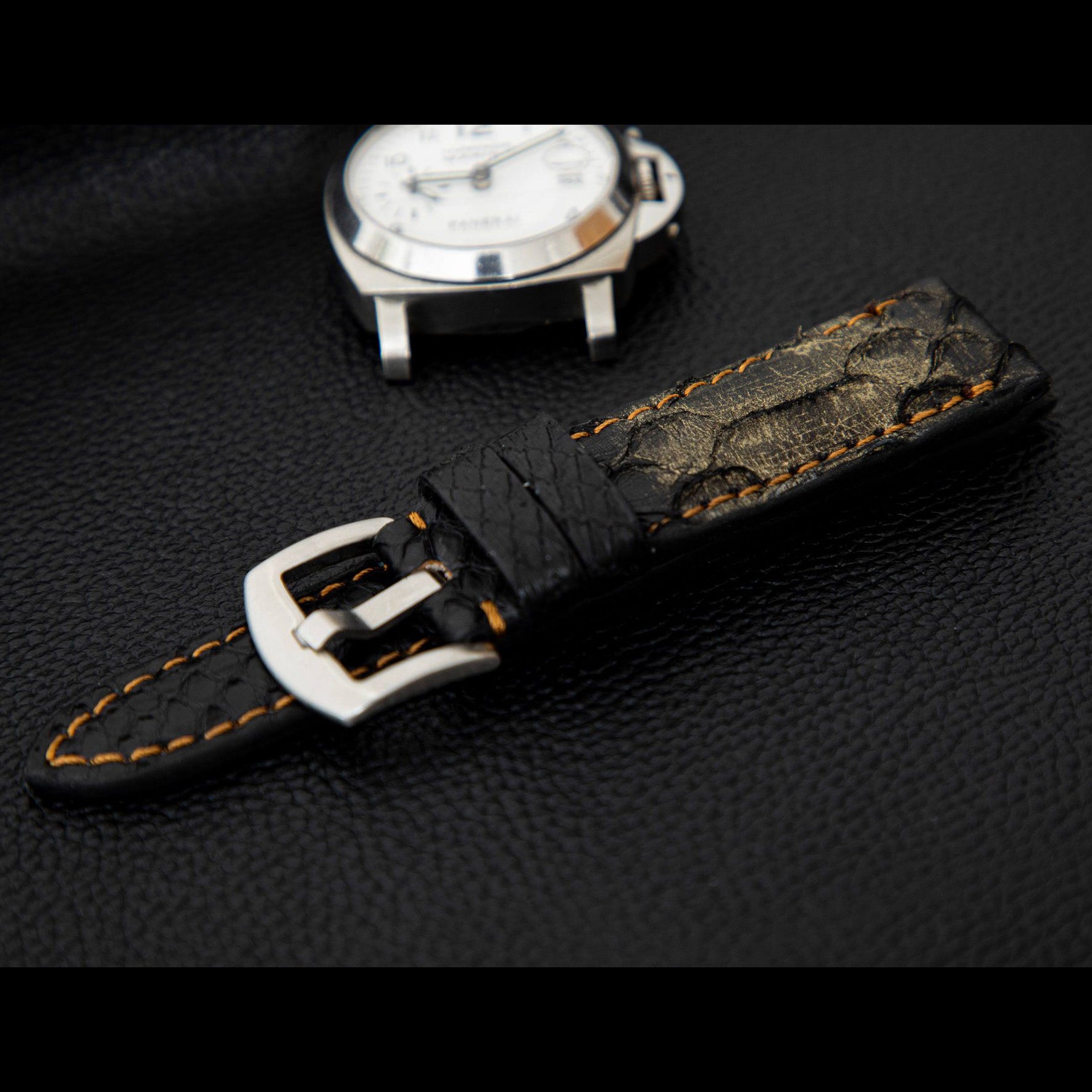 BLACK&GOLD PYTHON LEATHER STRAP