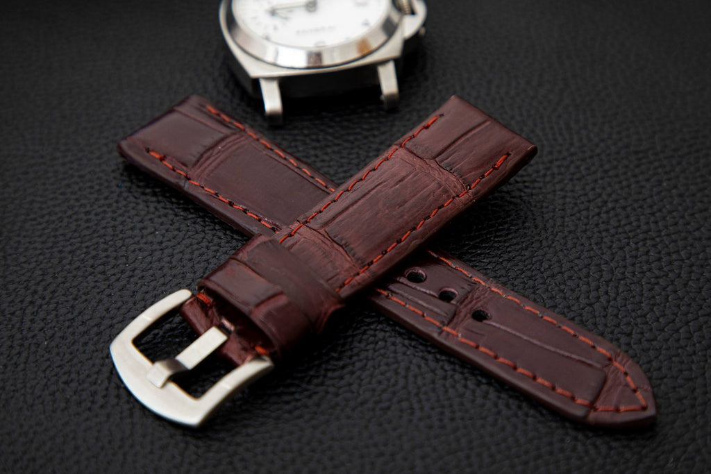 RED CROCODILE BELLY LEATHER STRAP - Lac Crado 
