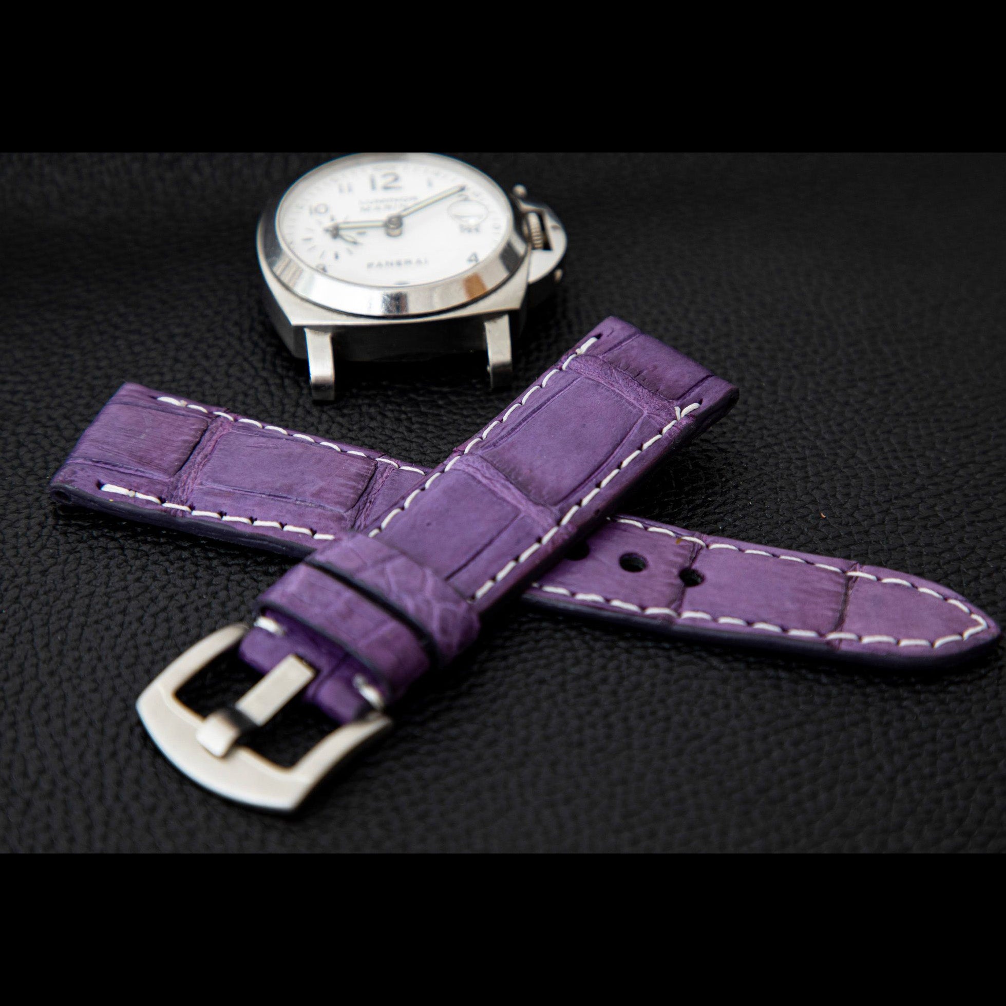 PURPLE CROCODILE BELLY LEATHER STRAP