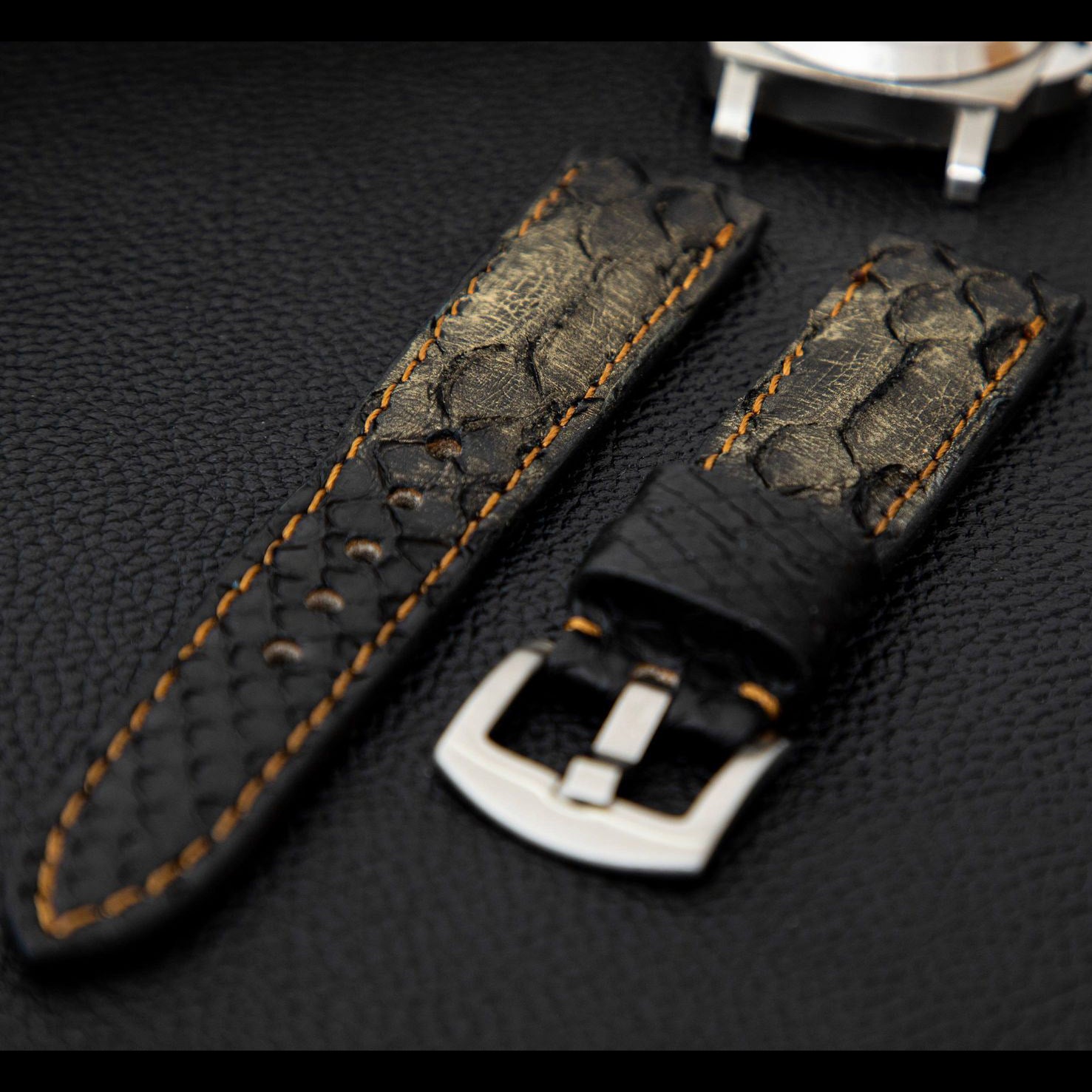 BLACK&GOLD PYTHON LEATHER STRAP