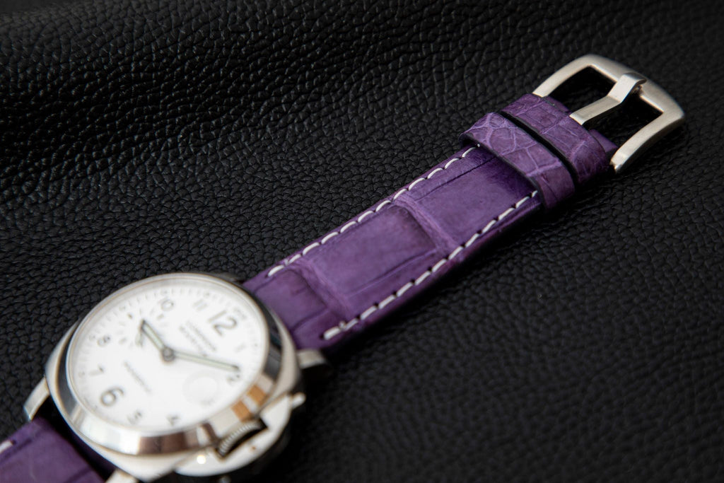 PURPLE CROCODILE BELLY LEATHER STRAP - Lac Crado 