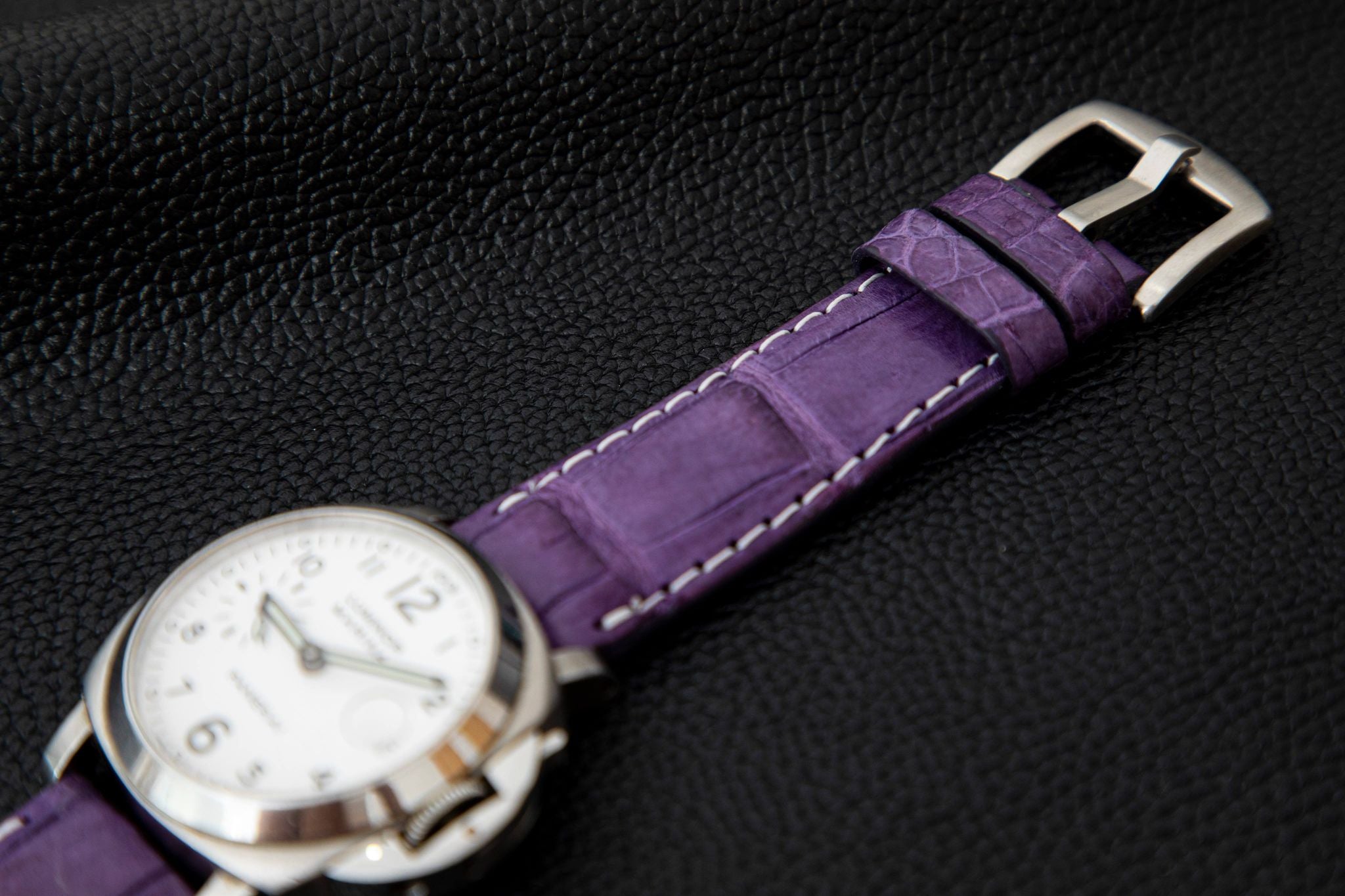 PURPLE CROCODILE BELLY LEATHER STRAP - Lac Crado 