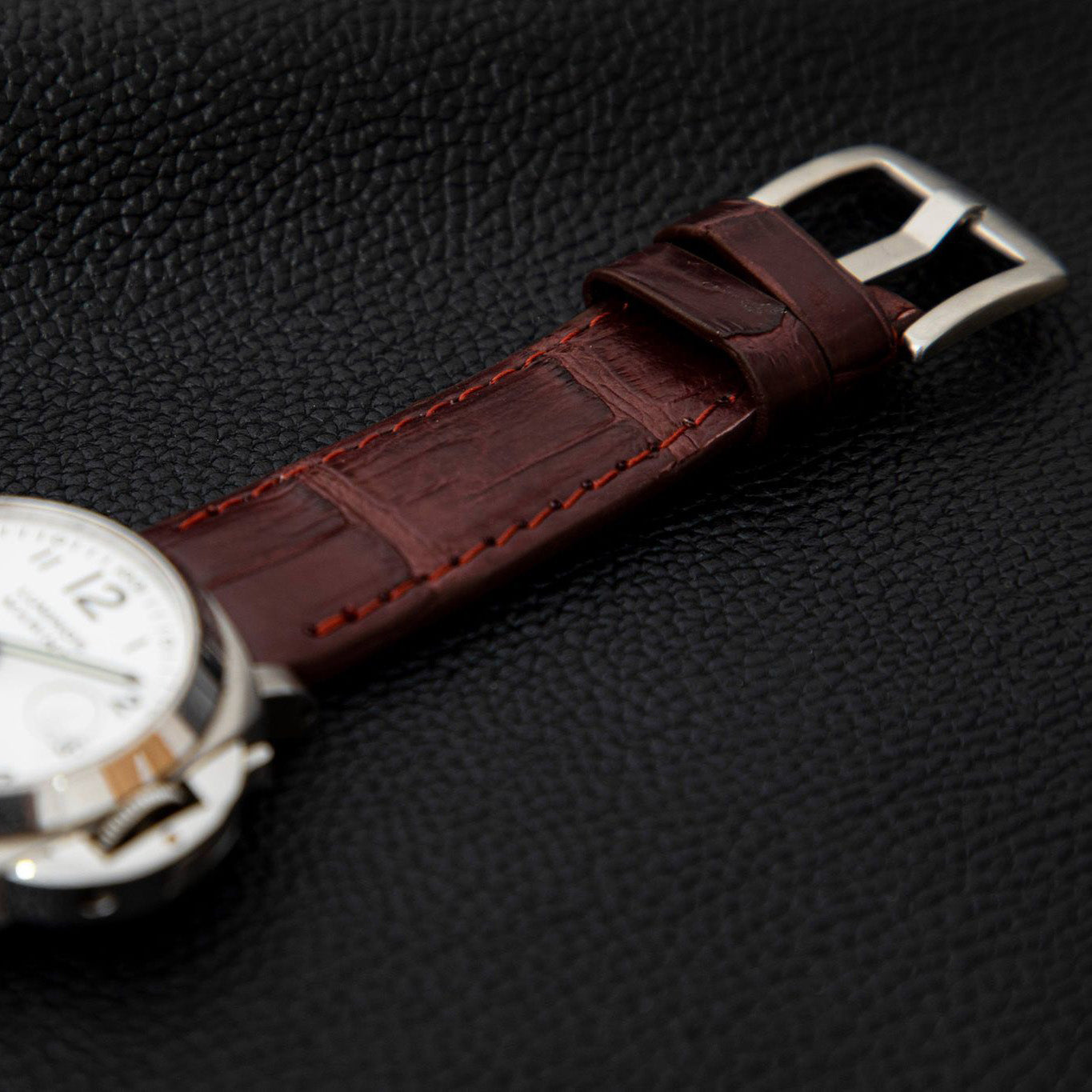 RED CROCODILE BELLY LEATHER STRAP