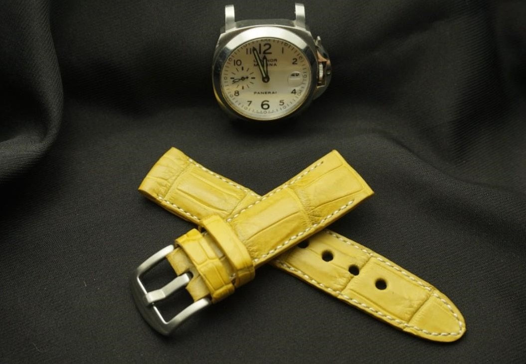 YELLOW CROCODILE BELLY LEATHER STRAP