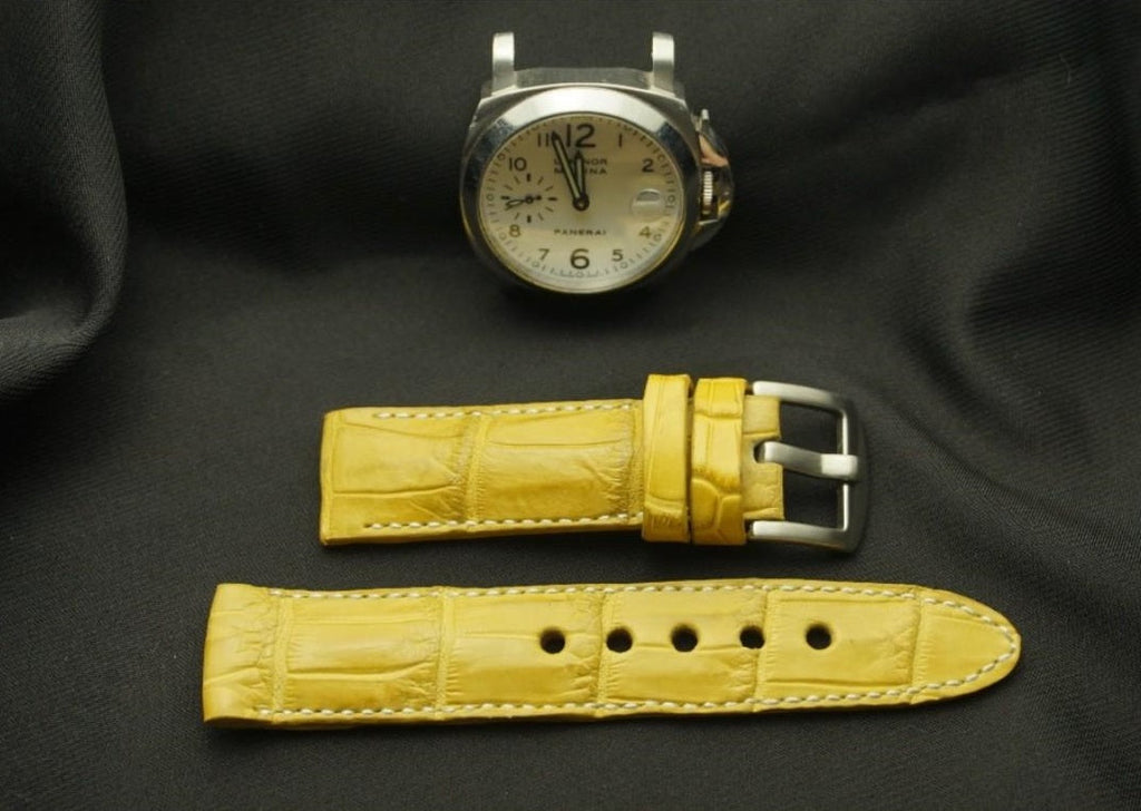 YELLOW CROCODILE BELLY LEATHER STRAP