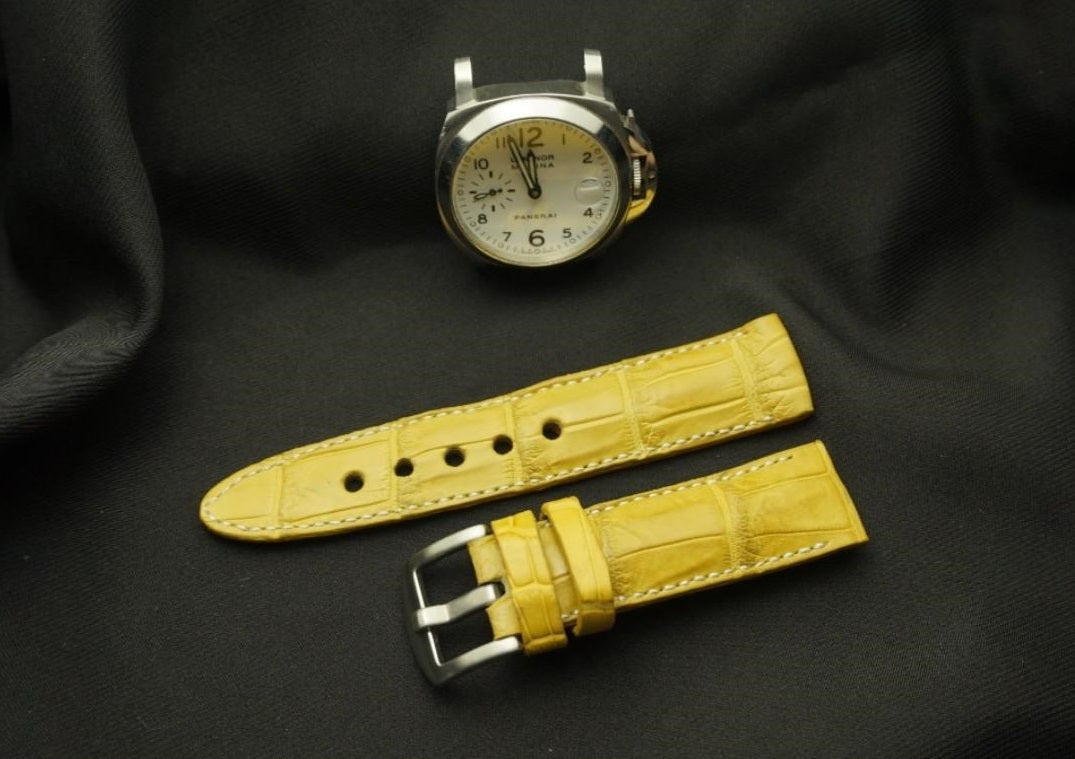 YELLOW CROCODILE BELLY LEATHER STRAP