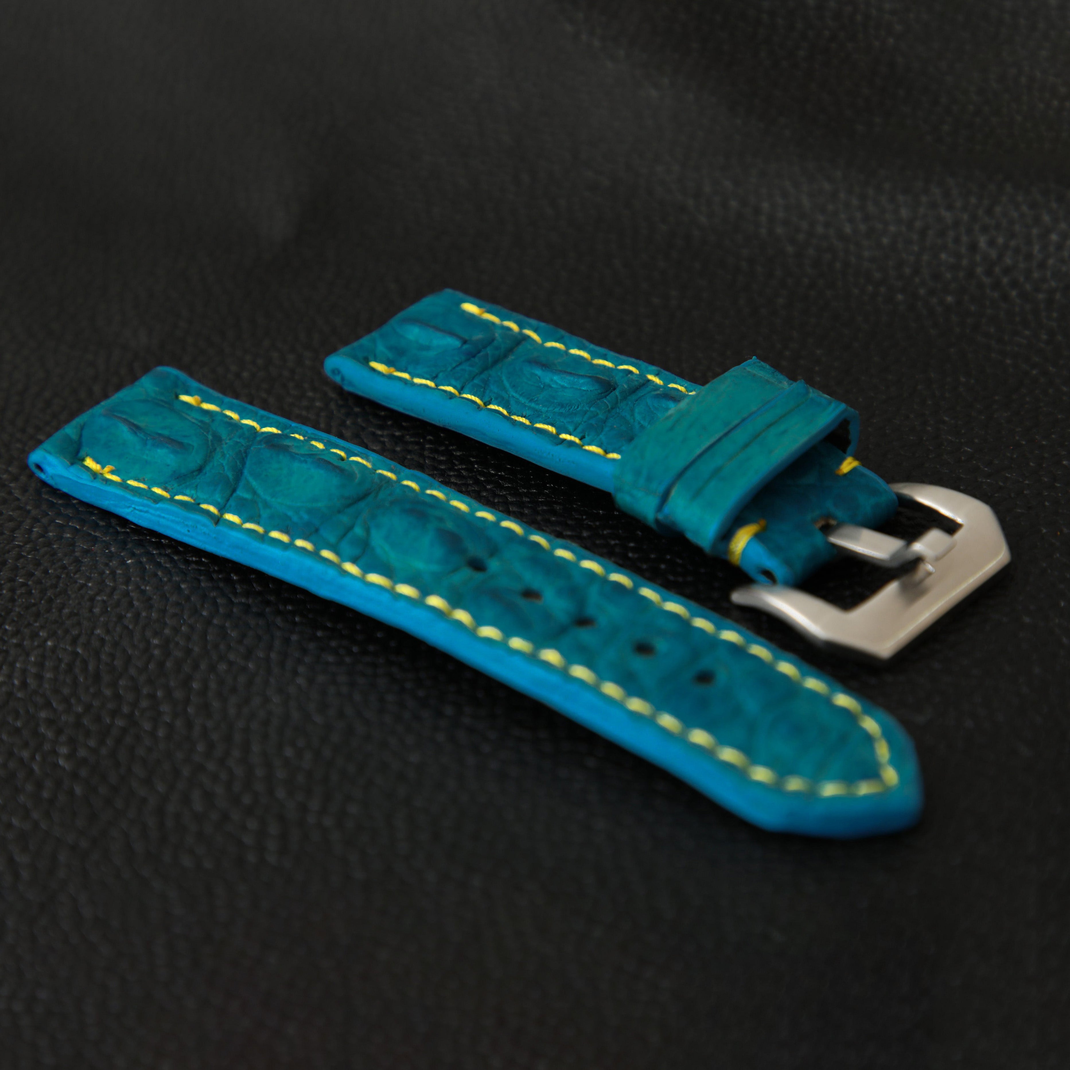 BLUE CROCODILE HORNBACK LEATHER STRAP