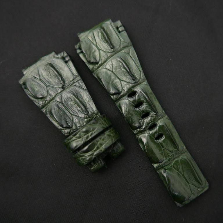 GREEN CROCODILE HORNBACK LEATHER STRAP