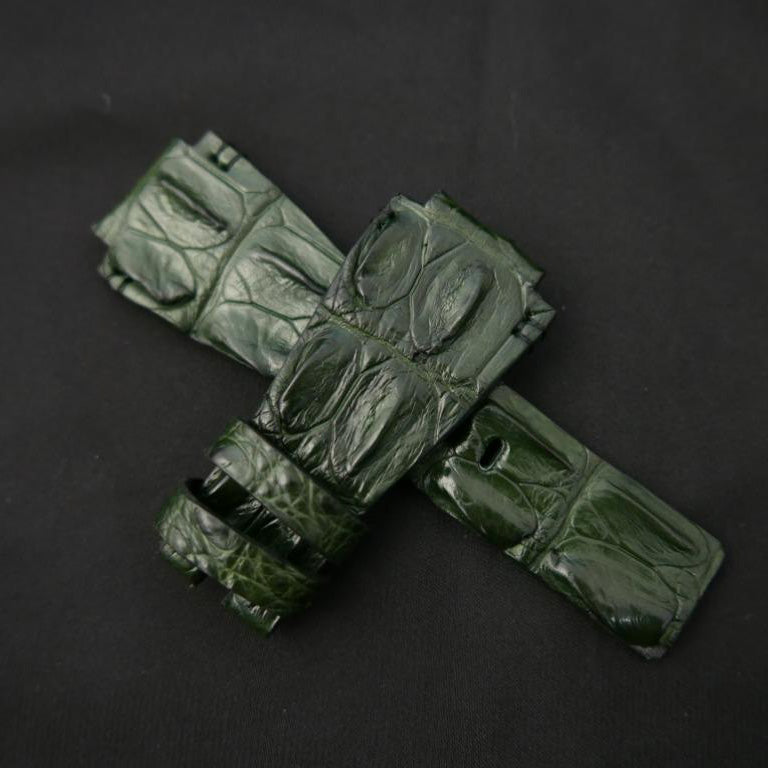 GREEN CROCODILE HORNBACK LEATHER STRAP