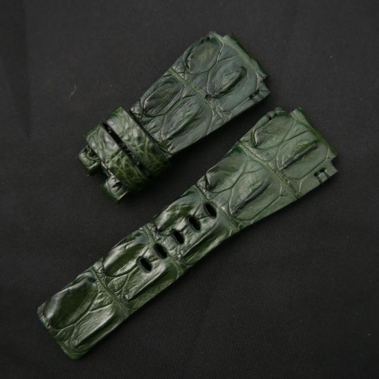 GREEN CROCODILE HORNBACK LEATHER STRAP