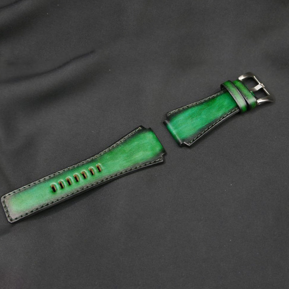 BLACK&GREEN CALF LEATHER STRAP