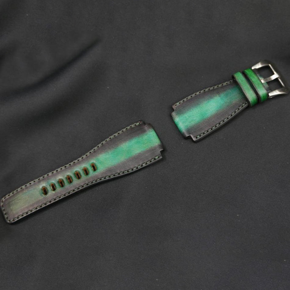 BLACK&GREEN CALF LEATHER STRAP