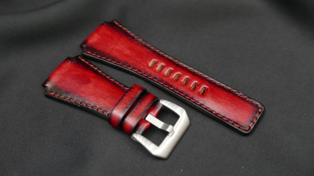 BLACK&RED CALF LEATHER STRAP