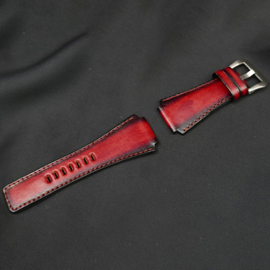 BLACK&RED CALF LEATHER STRAP