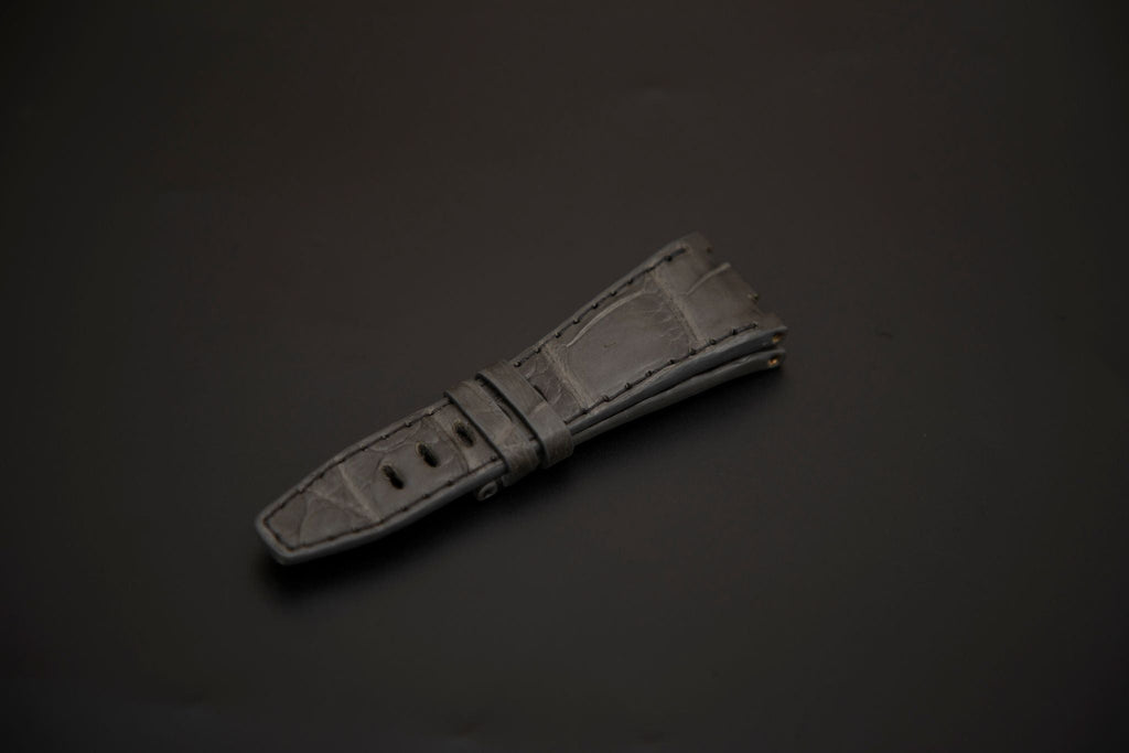 GREY CROCODILE BELLY LEATHER STRAP