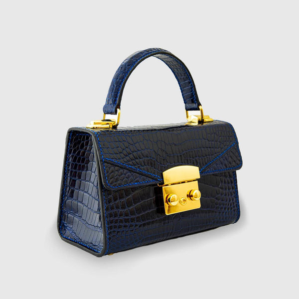 BLUE HANDMADE GENUINE CROCODILE BAG