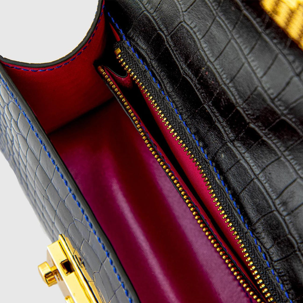 BLUE HANDMADE GENUINE CROCODILE BAG