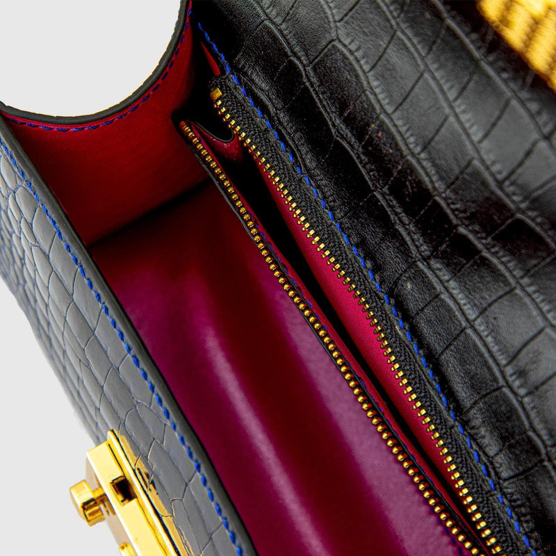 BLUE HANDMADE GENUINE CROCODILE BAG