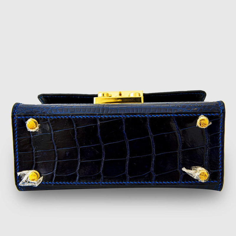 BLUE HANDMADE GENUINE CROCODILE BAG