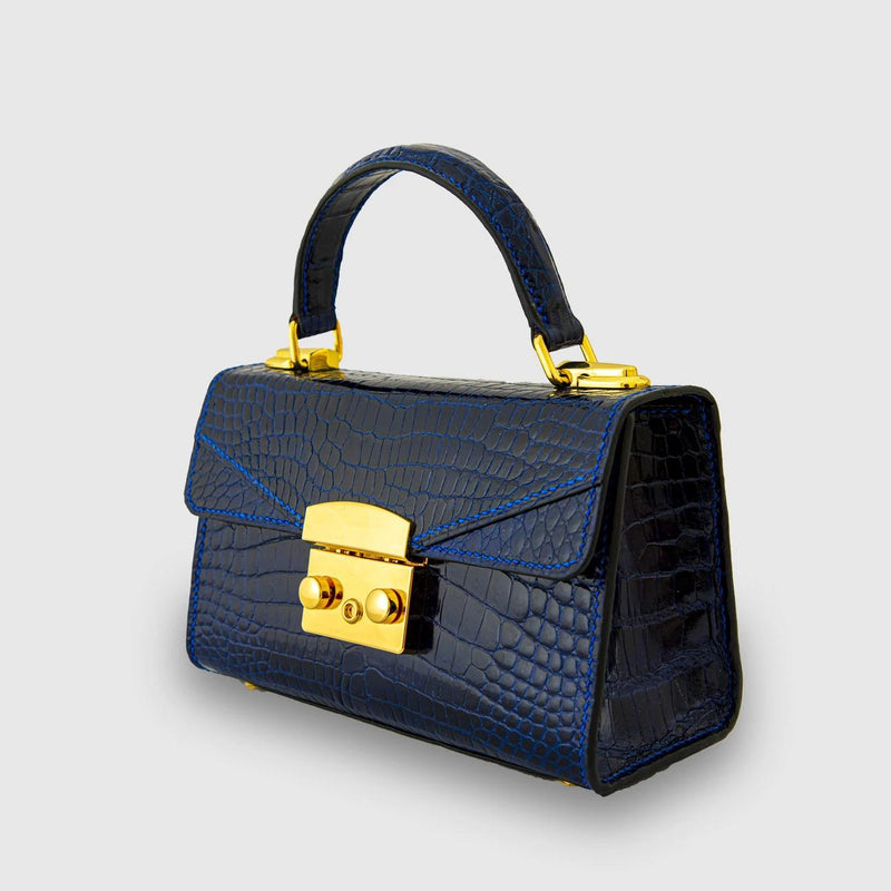 BLUE HANDMADE GENUINE CROCODILE BAG