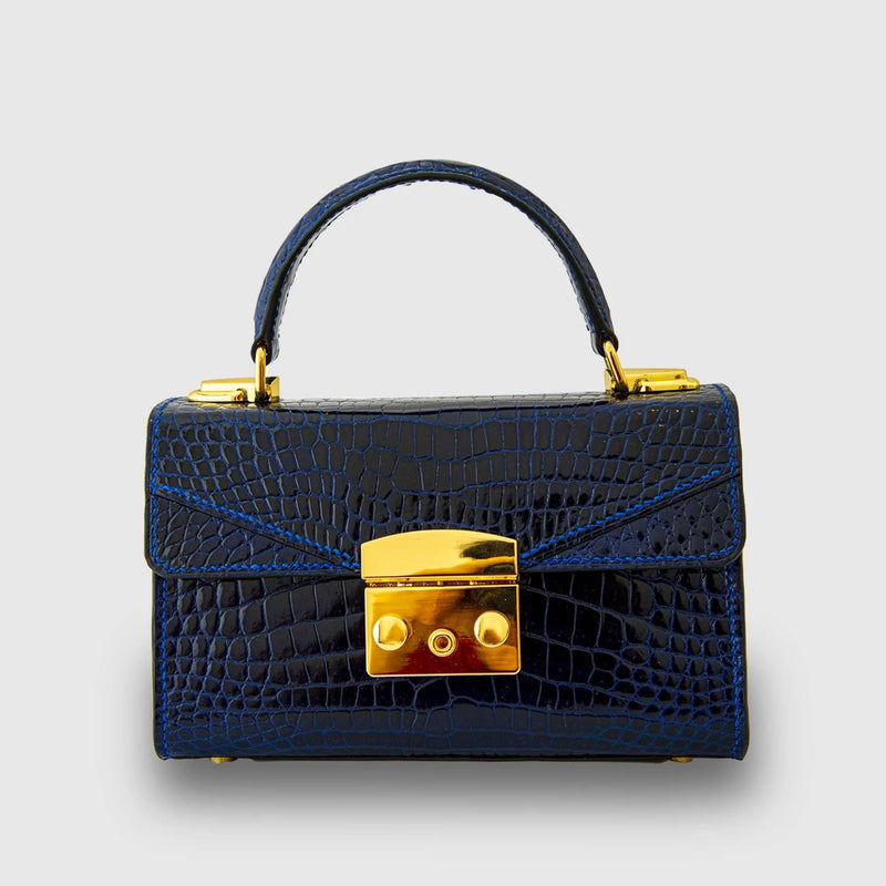 BLUE HANDMADE GENUINE CROCODILE BAG