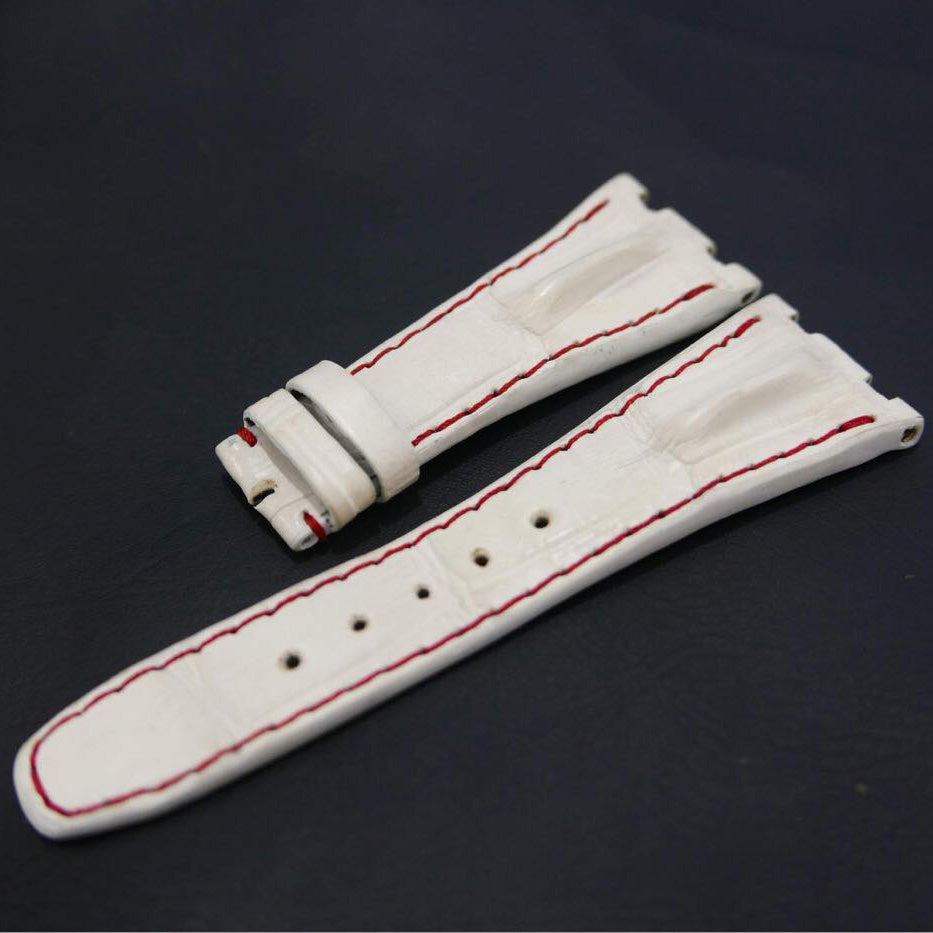 WHITE CROCODILE HORNBACK LEATHER STRAP