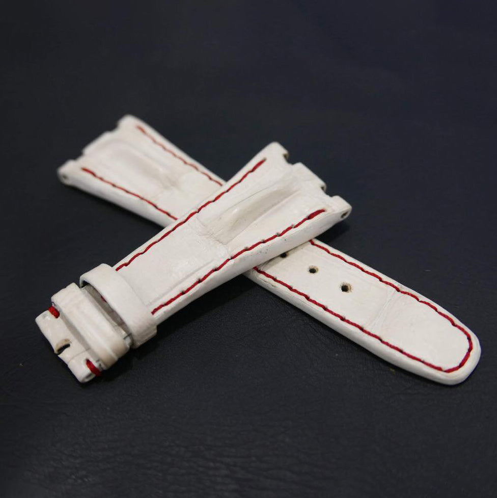 WHITE CROCODILE HORNBACK LEATHER STRAP