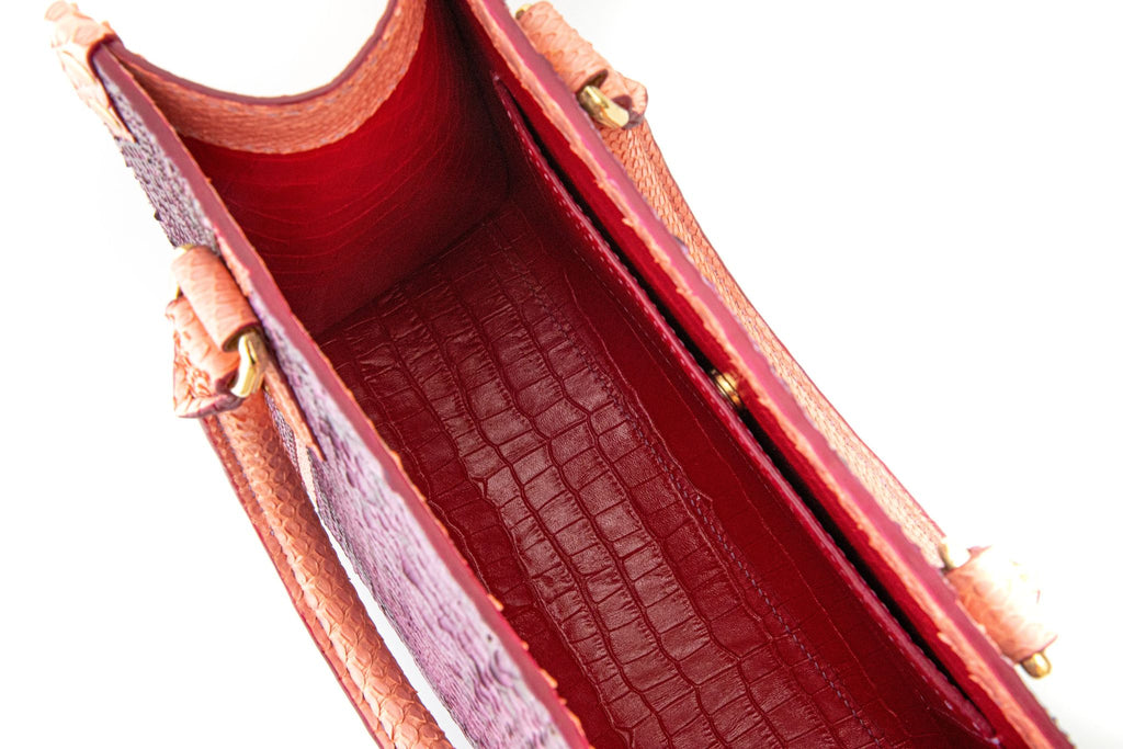 PURPLE PYTHON LEATHER TOTE BAG