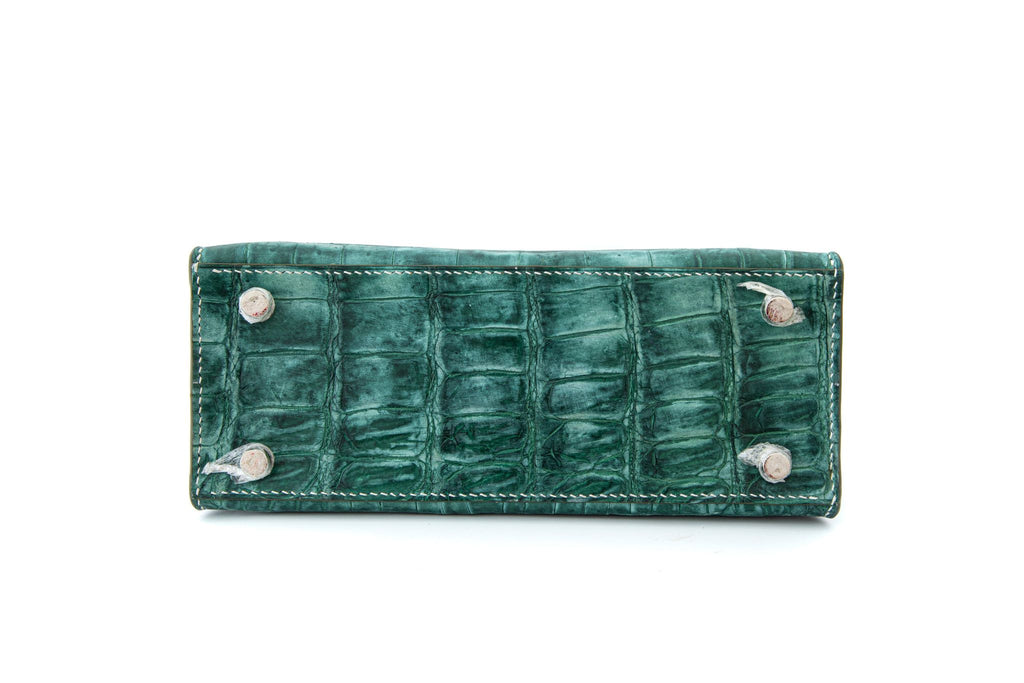 GREEN CROCODILE LEATHER HANDBAG