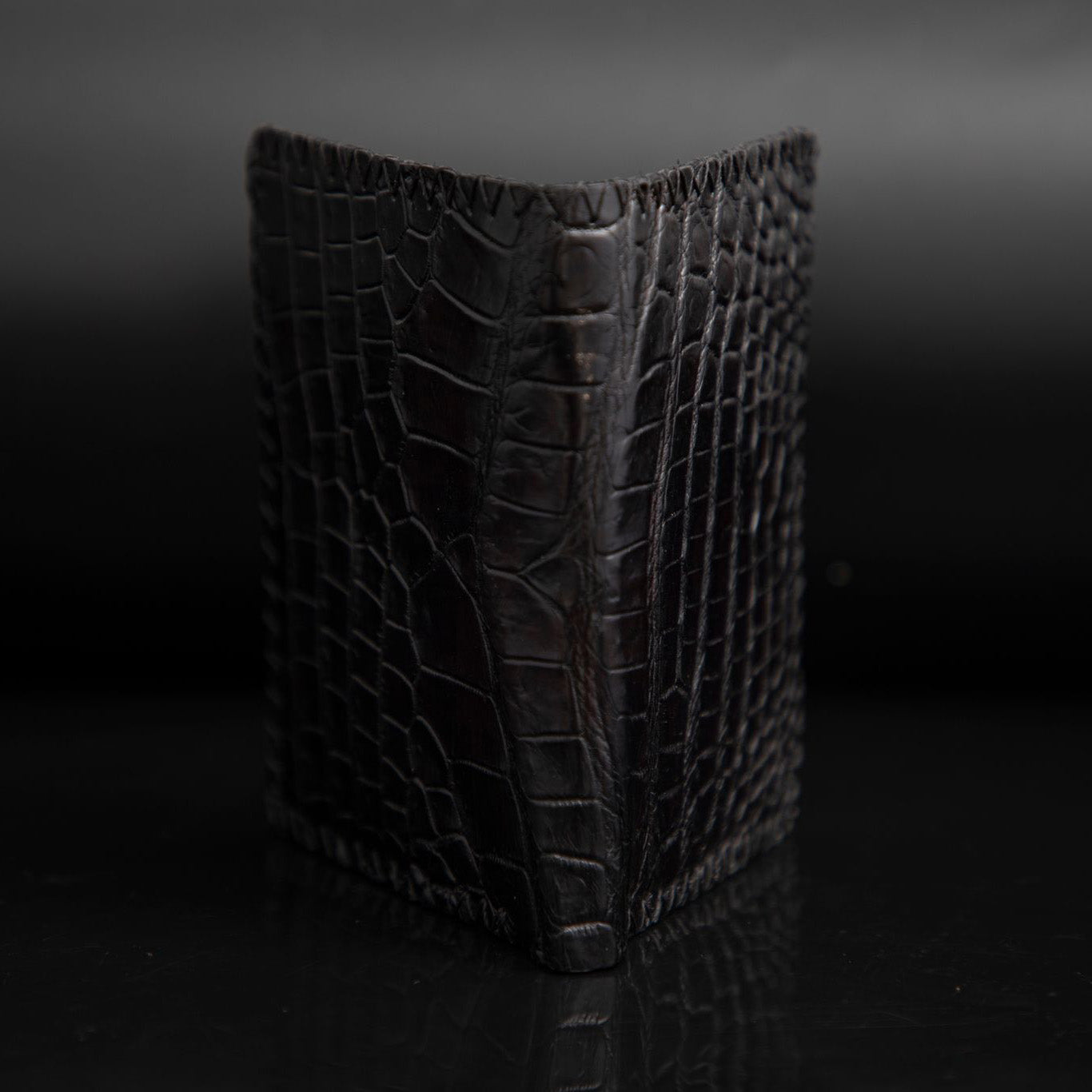 BLACK CROCODILE LEATHER WALLET