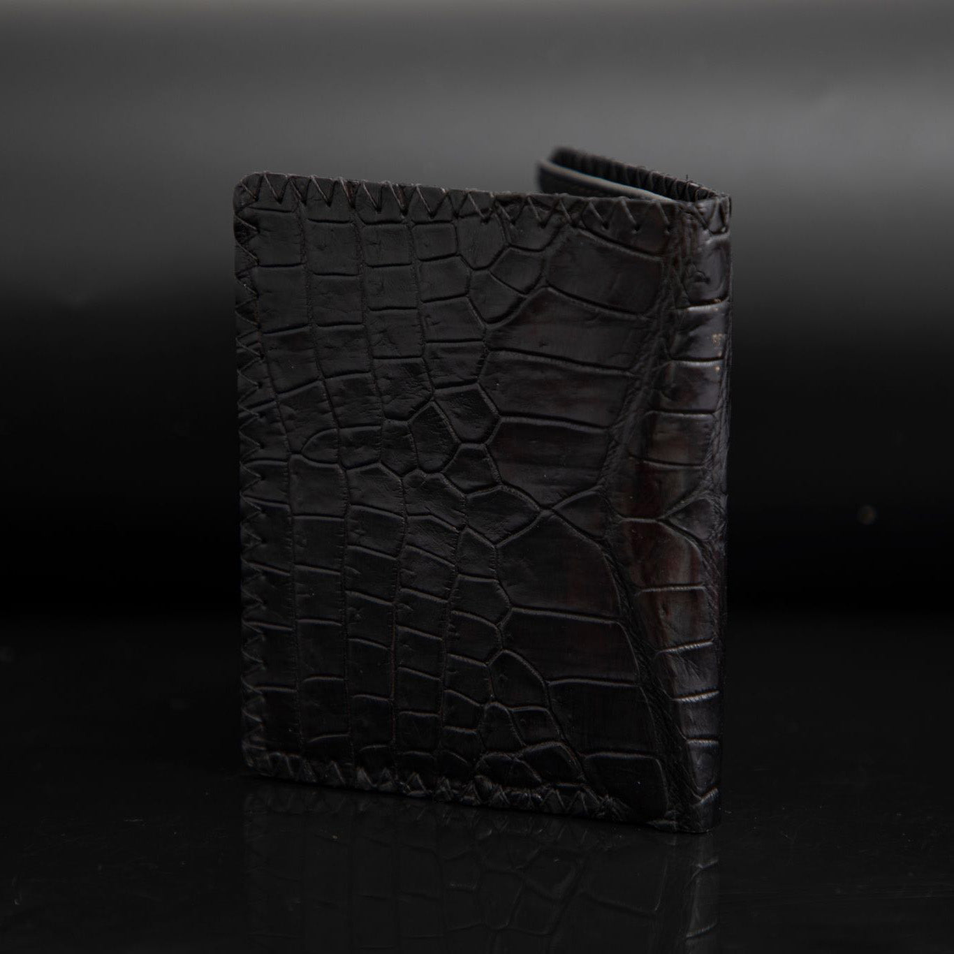 BLACK CROCODILE LEATHER WALLET